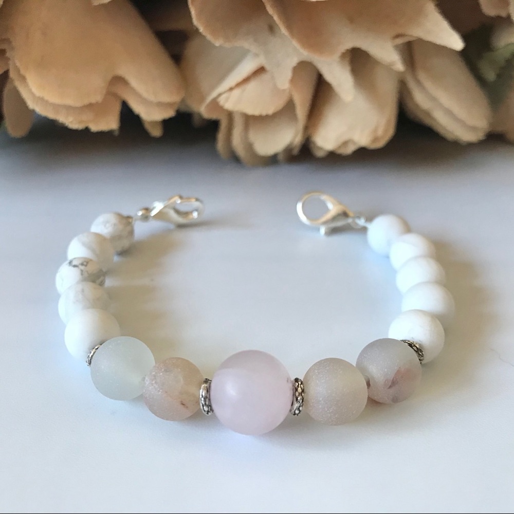 BellaBeat Bracelet Beaded Medical Alert Rose Quar